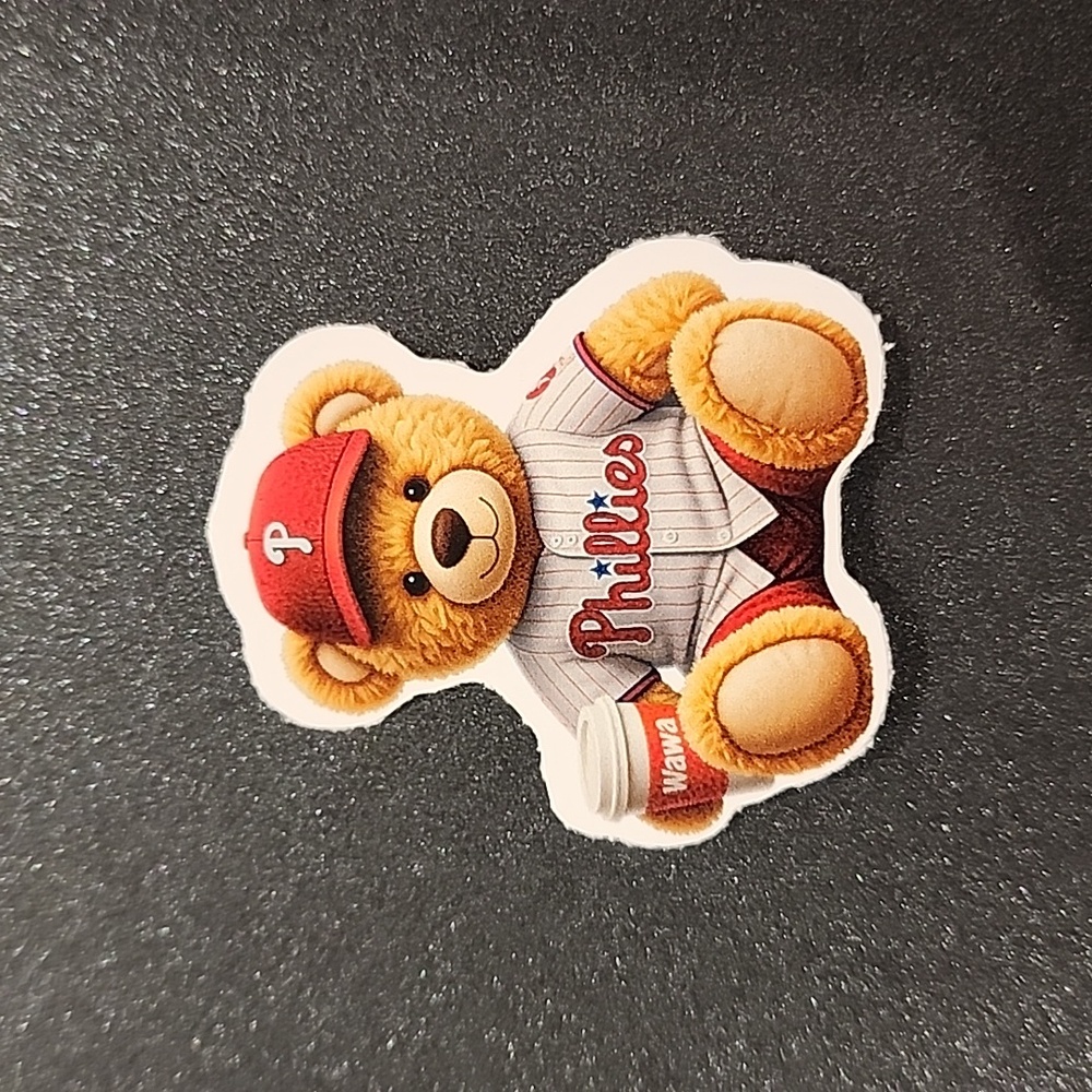 Brotherly Love Bear Phillies Sticker 1.8" × 2"